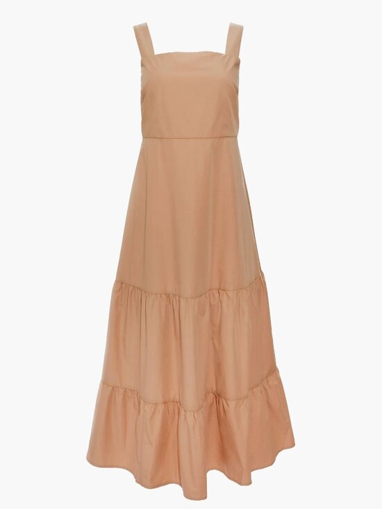 Madewell Button-Back Tiered Midi Sundress In Earthen Sand Size 10